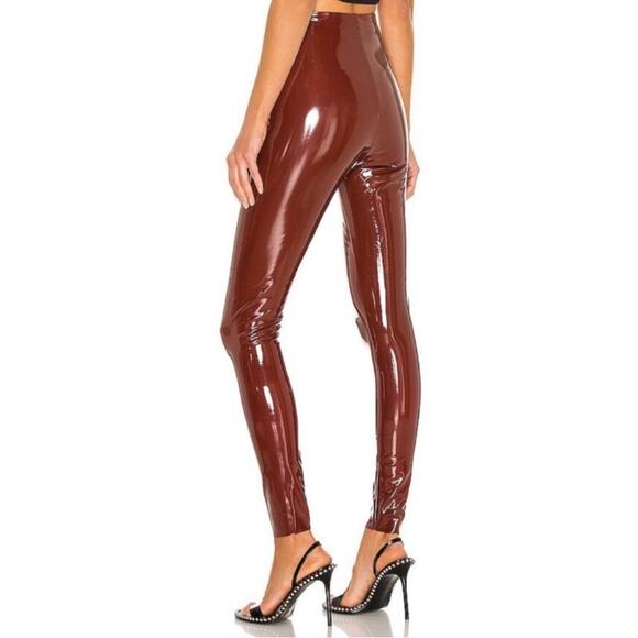 NWOT Commando Control Sienna Faux Patent Leather Vinyl Dark Red Leggings SMALL - Picture 2 of 8